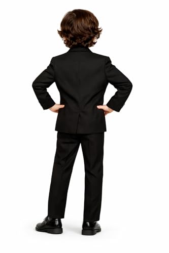 Image of Boys Satin Formal Suit 3 Pcs Set Blazer, Pant Tie Premium Kids Suit for Wedding, Birthday