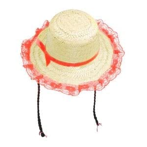 Chapéu Junino Com Tranças Infantil Para Festa Junina (Vermelho)
