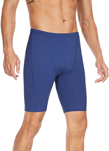 Fiteng Men's Swim Jammers - Athletic Training Endurance Swimsuits Racing Competition Swimwear Sizes: 32-42 Navy Blue #TOP6