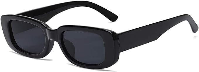 black jones Women's Retro Driving Rectangular Sunglasses UV400 Protection for Ladies Teen Girls Men Black Frame, Black Lens-picture-29