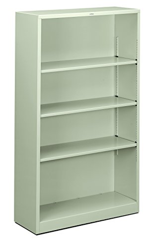 Image of HON Metal Bookcase, 4 Shelves, 34-1 /2 W by 12-5 /8 D by 59 H, Light Gray