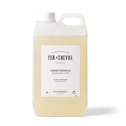 Image of Fer a Cheval Marseille Dishwashing Soap, Olive Oil Based, Made in France - Liquid Dishwashing Refill Soap, 2 L /67.6 fl oz