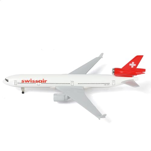 Modèle avion Suisse MD-11 en métal moulé sous pression miniature 1/300 avec support - 4