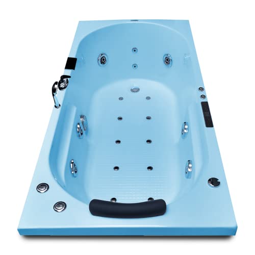 Image of Madonna Divine 5.5 ft. Bathtub with Whirlpool, Bubble and Back Massage, Filler Set and Online Heater with Digital Control Panel (Cyan Blue)