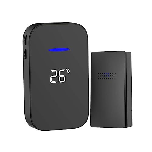 Baoblaze Campainha residencial sem fio à prova d'água Display de temperatura LED para parede de esc