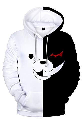 helymore Adulte Sweat a Capuche Ours Noir et Blanc Halloween Grande Taille Anime Cosplay Pull Molletonne d'impression, L