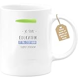 quotedazur Café-Croissant - Mug Personnalisé Tasse Cadeau Noël Je Suis Educatrice Et Toi C'Est Quoi Ton Super Pouvoir - Blanc/Céramique