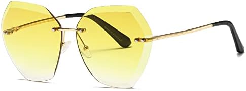 kimorn Sunglasses For Women Oversized Rimless Diamond Cutting Lens Classic Eyewear AE0534