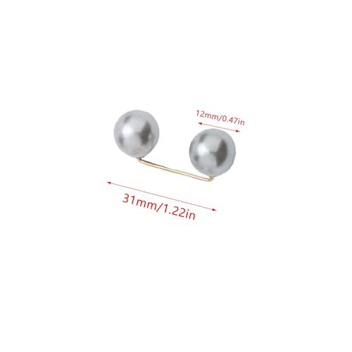 Image of 12 Pack Brooch Pins Artificial Pearl Safety Pins Anti-exposure Neckline Sweater Shawl Clips with Double End Decorative Pearls Cardigan Collar Holder for Women Wedding Dress Blouse V-line Tops
