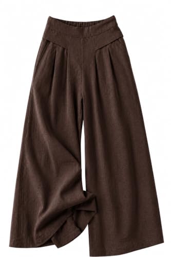 Image of Jawdrobe Women's Pure Cotton Flare Palazzo Pant | Wide Leg Trouser | Casual Office Wear | Relaxed Fit- Semi-Elastic High Waist
