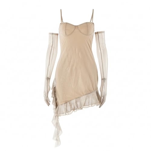 Image of Women's Dress,Sexy Lace Semi See Through Short Dress, Off-Shoulder Bustier Skirt, Asymmetric Short Skirt，Slim