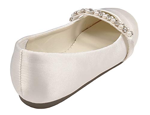 Girls Satin Ballet Flat with Rhinestone Strap2