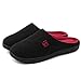 Chaussons Maison pour Femme Homme Hiver Mousse Mémoire Peluche Pantoufles pour la Maison (Noir Rouge 38 39)