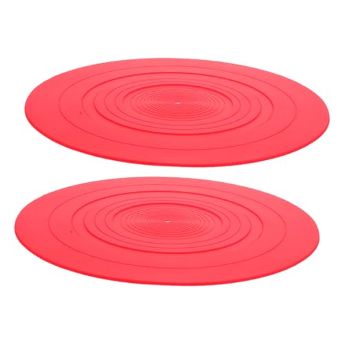 JEWEDECO 2pcs White Vinyl Record Player Mat Anti-static Turntable Slipmats Retro Design