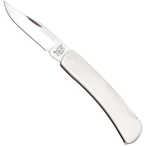 Bear & Son Stainless Frame Lock Folding Knife, 2-1/4" High Carbon Stainless Steel Drop Point Blade, 100% Stainless Steel Construction (126) Cover