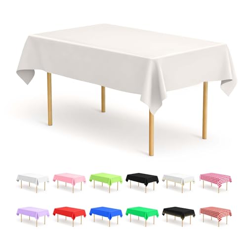 Bouboni Lot de 4 nappes de table jetables en ivoire 137 x 274 cm Nappe rectangulaire de fête Convient pour mariages, catering, extérieur et événements...