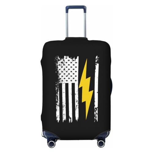 American Flag Lightning Bolt Electrician Travel Luggage Cover Suitable for 18-32 inch Luggage Cases