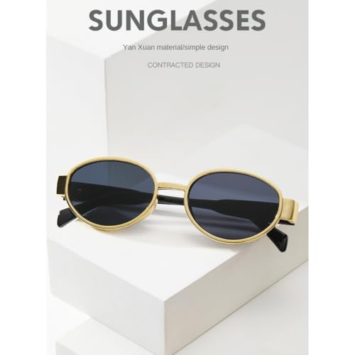 Image of Retro Oval Sunglasses for Girls - Designer Sun Glasses, Trendy Classic Shades with UV400 Protection, Plastic Frame