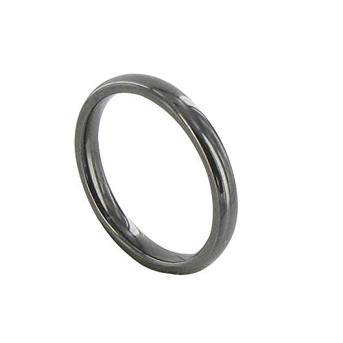 LES POULETTES BIJOUX - Bague Anneau de Céramique Noire - 3mm - Taille 54