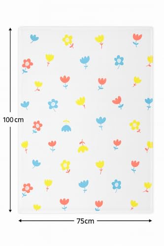 Image of Muslin Baby Bath Towel Cotton Super Soft Bathing Towels, Napkin for Newborn Single Layer Kids Boys and Girls (Pack of 4) White,Size 75 x 100 Cm, Multiprint on White