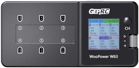 GEPRC W63 FPV Drone Charger - 6-Port 1S Battery Charger with 3A F...