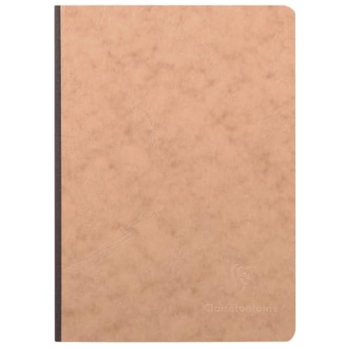Clairefontaine 79542C Collection Age Bag - Sewn Notebook Canvas Back Tobacco - A5 14,8x21cm - 192 Small Square Pages - White Paper 90g - Card Cover Leather