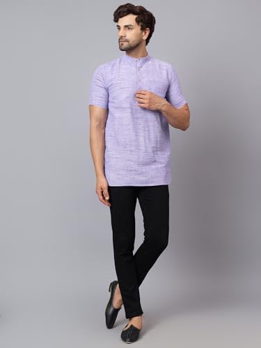 Image of LATEST CHIKAN Men's Cotton Regular Casual Strped Short Kurta Half Sleeves - (SK-LJ.DS.AS)