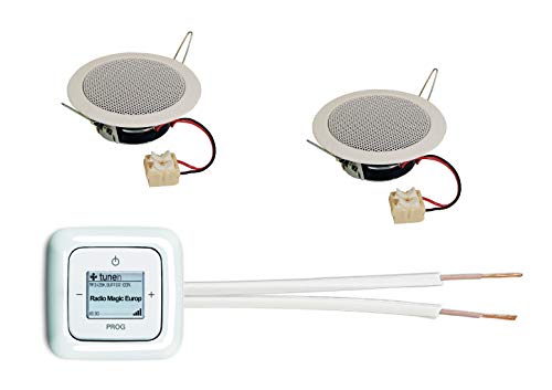 Busch Jäger Unterputz iNet Internet WLAN Radio 8216 U (8216U) alpinweiß Komplett-Set Balance SI 2 x Deckenlautsprecher / Einbaulautsprecher + Radio