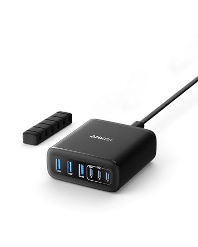 Anker USB-C Ladegerät, 6 Port Ladestation mit 112W Ausgang Leistung, Für iPhone 17/16/15 Serie, MacBook Air, Pixel, Galaxy, iPad, und mehr (Ohne Ladekabel)