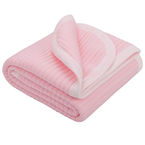 Image of NTBAY Jersey Cotton Quilted Toddler Blanket, Breathable and Warm for Boys and Girls Baby Blanket, 30x40 Inches, Pink