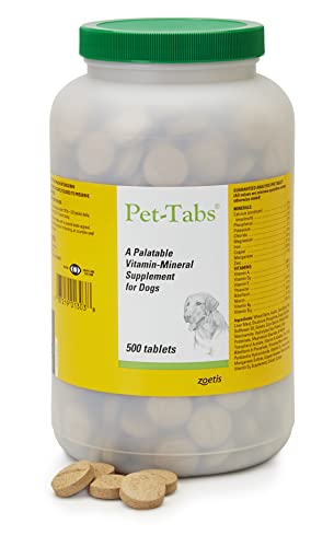 Pet-Tabs Multivitamin and Mineral Supplement for Dogs Chewable Tablet 500 Count Bottle for Multidog Household