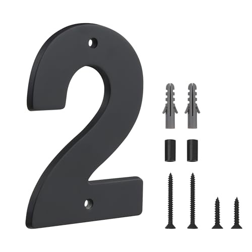 HASWARE Floating House Number Sign for Home - 5 Inch Modern Numerous Easy DIY Installation for Post Street (Black, 2)