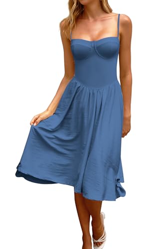 Image of CHYRII Women Fashion Summer 2025 Sweetheart Neck Spaghetti Straps Corset A-Line Long Sundress Midi Dress