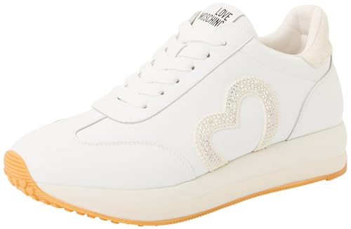 Basket Love Moschino Femme Sneakers Blanches Tendance Chaussure Cuir Basse