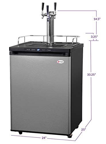 Kegco Hbk309S-3 Full-Size Digital Homebrew Kegerator Triple Faucet Ball Lock Keg Dispenser Stainless, Stainless Steel #TOP1