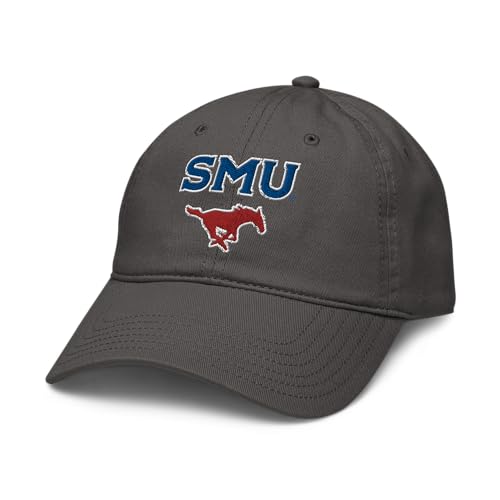 Elite Authentics SMU Mustangs Arch Over Adjustable Baseball Cap - Asphalt Grey