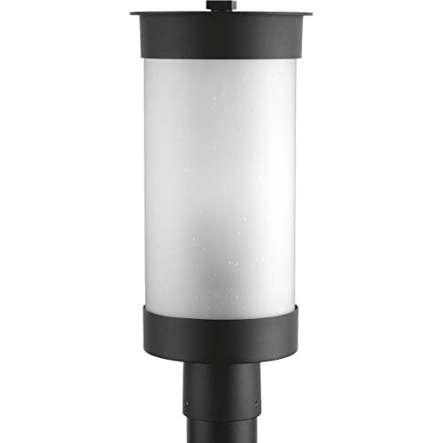 Progress Lighting Hawthorne Collection 2-Light Etched Seeded Glass Craftsman Outdoor Post Lantern Light Textured Black