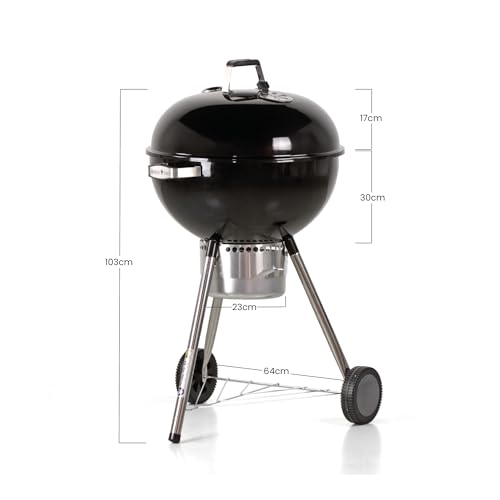 MasterCook - Barbecue a Carbonella Diametro Griglia 57 cm, Barbecue con Ruote e Coperchio, BBQ a Carbone Dotato di Termometro e Sistema Raccogli Cenere, Altezza Griglia da Terra 78 cm (Ketty Nero) - 9