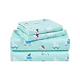 lasoftan Lovely Puppy Dogs Printed Kids Sheet Set Twin Size, 3 Pcs Breathable & Silky Soft Microfiber Kids Fitted Sheet, Bed Sheets with 15' Deep Pocket for Boys and Girls