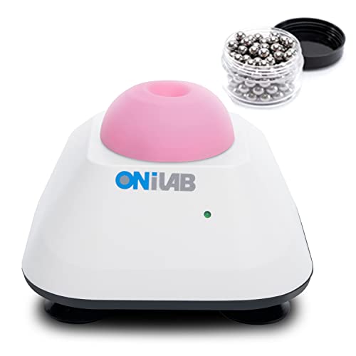 ONiLAB Mini Vortex Mixer mit Touch Funktion, Labor Mischen, Nagellack, Wimpernklebstoffe und Acrylfarben Mischen, Labor Vortex mit stabiler Aluminium Gussbasis, 120pcs 7/32in Mischkugeln, Rosa…