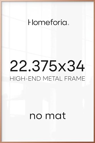 Image of Homeforia 22.375x34 Rose Gold Puzzle Frame, High End Metal 22.375 x 34 Picture Frames without Mat, 34x22.375 Poster Frames for Wall, 22.375 by 34 Puzzle Photo Frame, Tempered Glass, Wall Kit, Set of 1