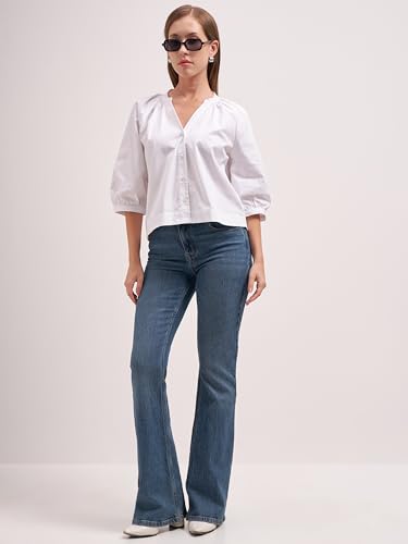 Image of Tokyo Talkies Women Tops for Woman|Women Oversized Fit Crop Top Shirt|Comfortable Premium Korean Button Down | Workwear Top for Office & Casual Outfit