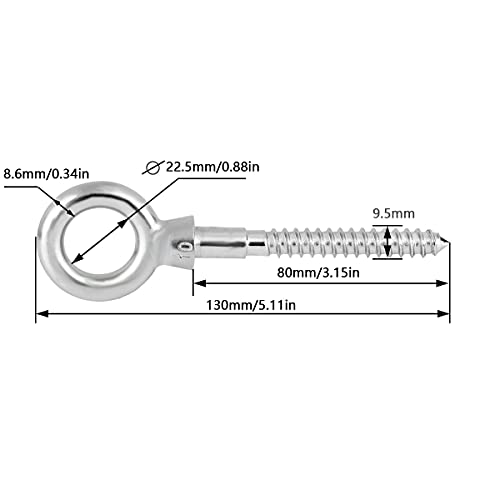 Abimars FUZE-MLS-4M10 Eye Bolts By Load Capacity 1000Lbs, 4Pcs M10 316 Stainless Steel Eye Hooks Screw In Heavy Duty thumb #1