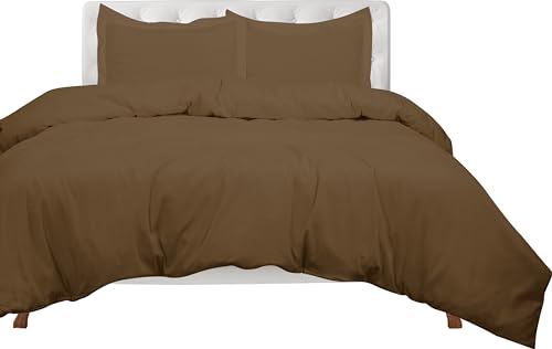 Image of ROYALE LINENS Chocolate Duvet Cover Twin Size - 2 Piece Bedding Comforter Covers - Zipper Closure - 1 Twin Duvet Cover 68x90 inches and 1 Pillow Sham - No Comforter Included