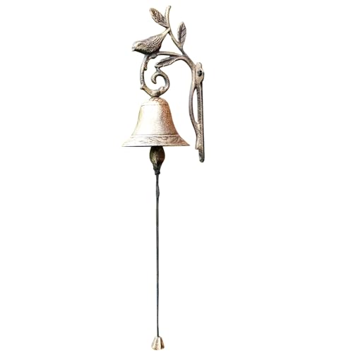 Cloche murale d'extérieur oiseau en bronze antique pour jardin