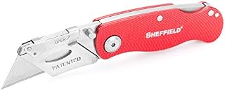 Sheffield 12614 One Hand Opening Lock-Back Utility Knife, Red