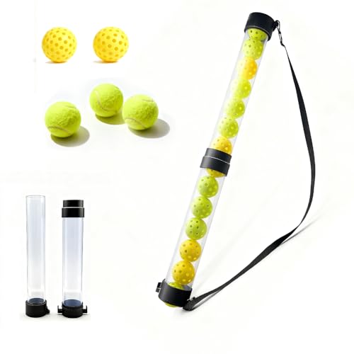 OLISDCCMY Pickleball Ball Retriever-Tennis Ball Retriever -Holds 15 Tennis Balls or 14 Pickleball | Detachable 2-Part Hopper Design (Clear)——No Balls Included.