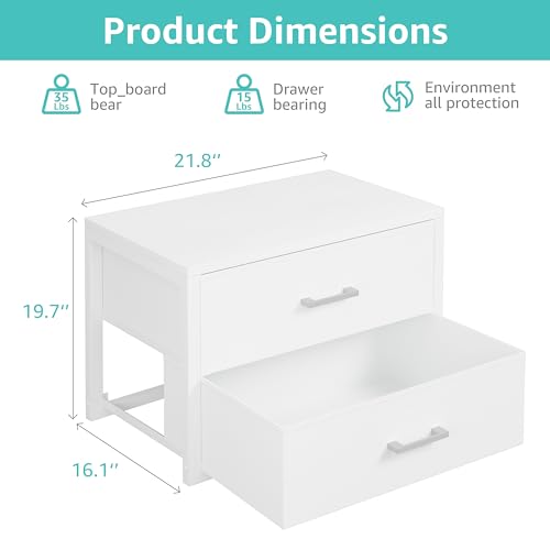 BOLUO Stackable Storage Drawers Closet Organizers and Storage Bins Fabric White 2 Drawer Dresser for Bedroom Office Modern - Thumbnail 3