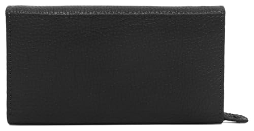 Image of WildHorn Women's Genuine Leather RFID Blocking Wallet | Tri-Fold High-Capacity Ladies Purse with Card Slots, Zipper Coin Pocket & Snap Closure | Ideal Gift for Women (Black)