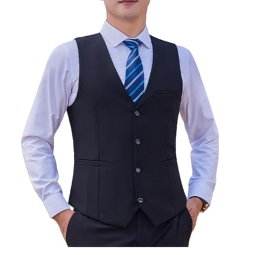 Men's Formal Business Suit Vest 4 Button Slim Solid Color Vest, Suitable for Matching Suit, Tuxedo